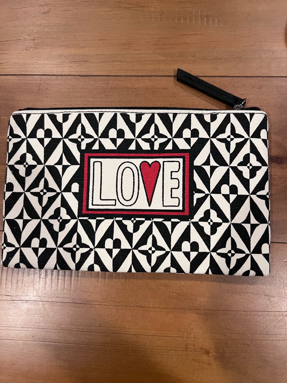 NWOT Brighton LOVE Graphic Zip Pouch - Black White Red